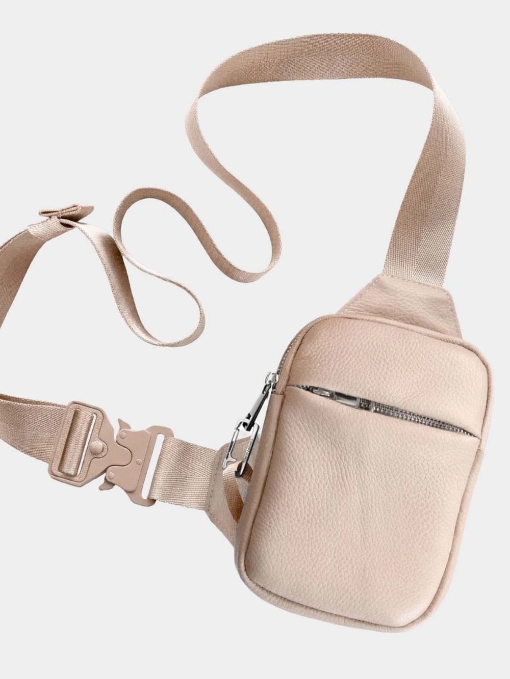 NWT~Concept Global~Beige Leather Travel Sling Bag~Large